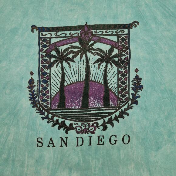 Vintage 90s San Diego Palm Tree Crest T-Shirt Mens L Boxy Fit Made In USA - Picture 3 of 13